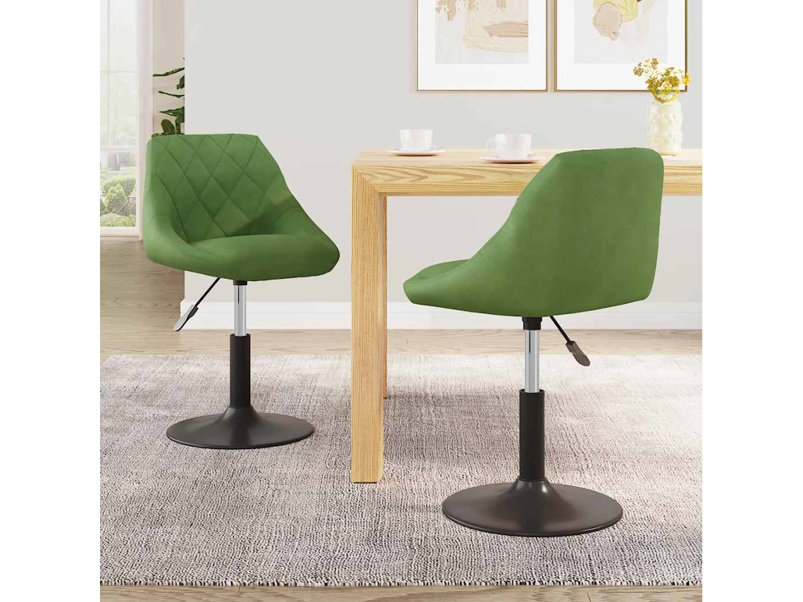 Vidaxl Cadeiras De Jantar Giratórias 2 Pcs Veludo Verde-claro