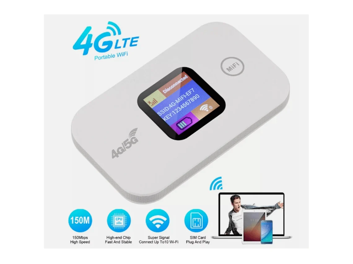 Roteador Wi-Fi Portátil 4G/5G LTE com Hotspot de 150 Mbps BRILVIBERA