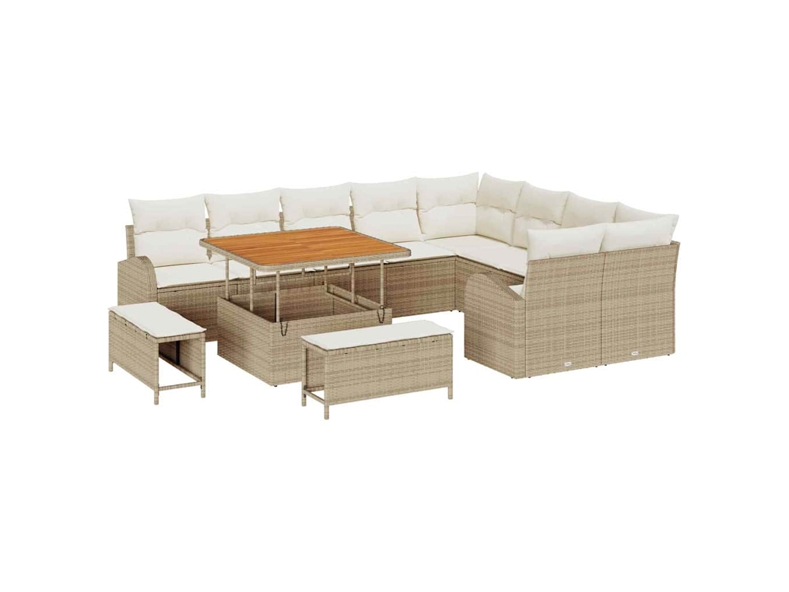 Conjunto 12 Conjunto De Sofá De Jardim Vidaxl Bege Vime Pe (100 X 100 X 71 Cm)