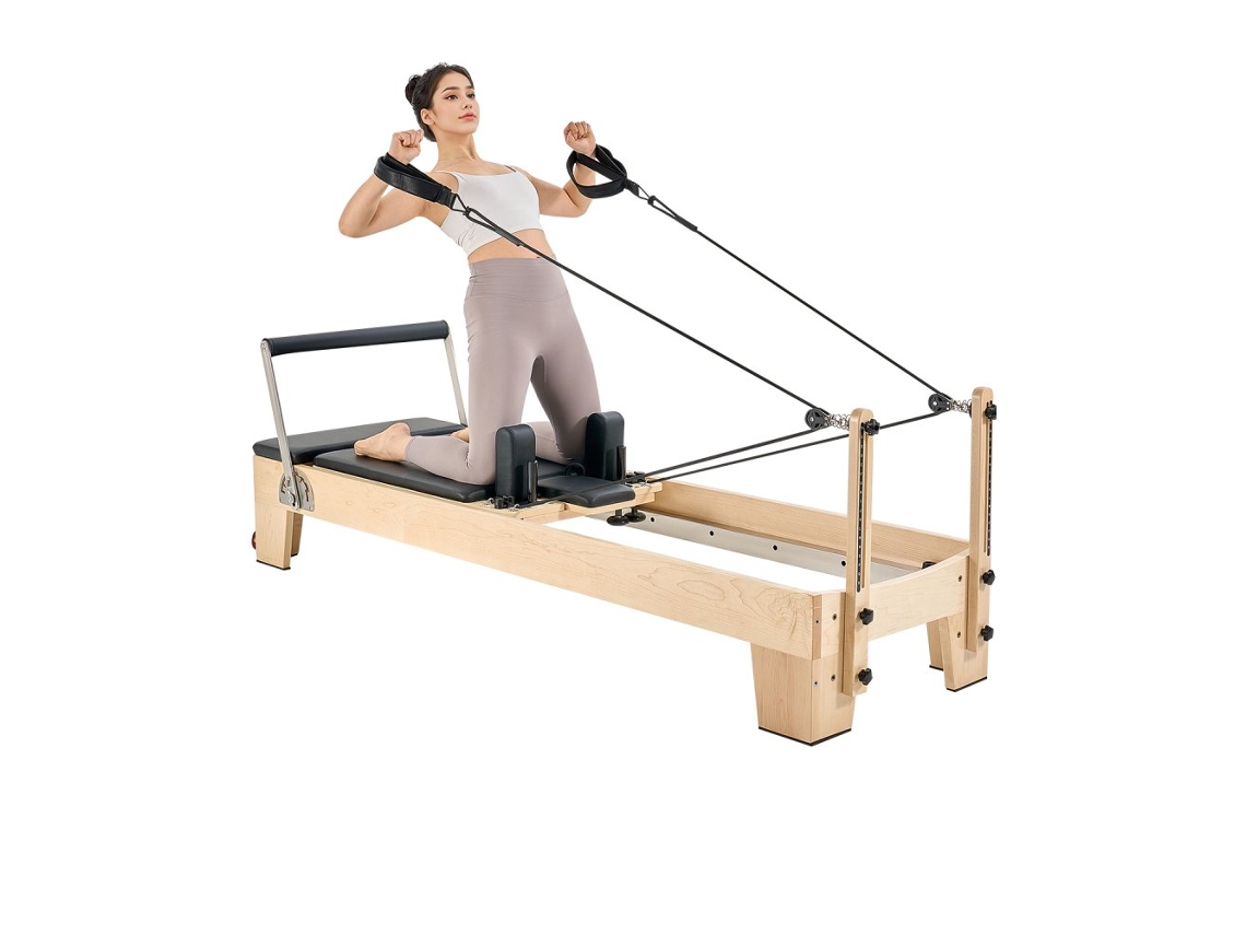 Máquina De Pilates Reformer Em Madeira Maciça Com Ajuste Ergonômico Tekmaquinas