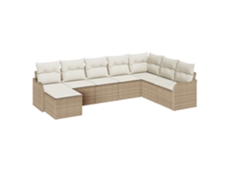 Conjunto 8 Móveis De Jardim Vidaxl Bege Vime Pe (287,5 X 177,5 X 85 Cm)