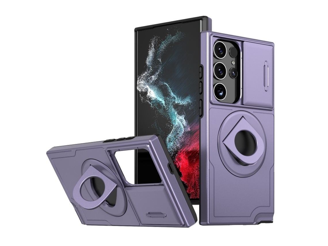 Capa Zruxe Compativel Com Samsung Galaxy S23 Ultra 5g (camshield - Magsafe - Ring Holder - Armor - Roxo)