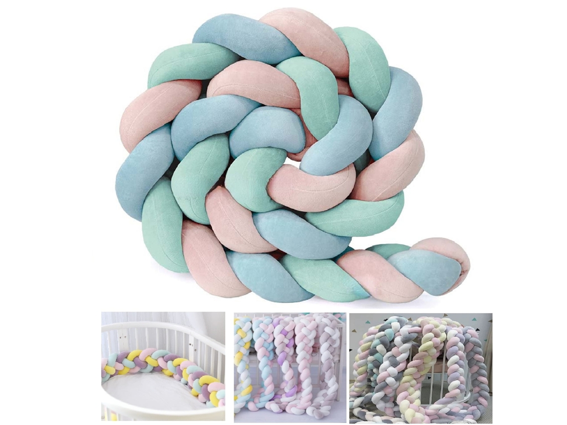 Protetor De Berço Proteção Contra Impactos, Para-choques Macio Para Berço De Bebé (azul, Verde, Rosa - 2 Metros) Spqment