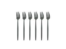 Peças Conjunto De Garfos E Colheres De Aço Inoxidável Fosco Para Sobremesa Fruta 13,5 Cm Preto