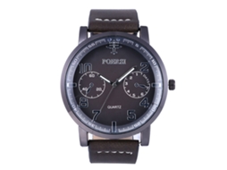 Reloj Hombre De Cuero Pu Dial Grande De Cuarzo Pulsera Moda (gris)