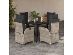 Vidaxl 5 Pcs Conjunto De Jantar P/ Jardim C/ Almofadões Cinzento Claro