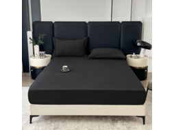 Conjunto Lençóis 4 Peças Lençol De Baixo 137x191*36cm Lençol De Cima206*244cm 2 Fronhas 51x76cm Fibras Sintéticas Preto Hexinyigjly