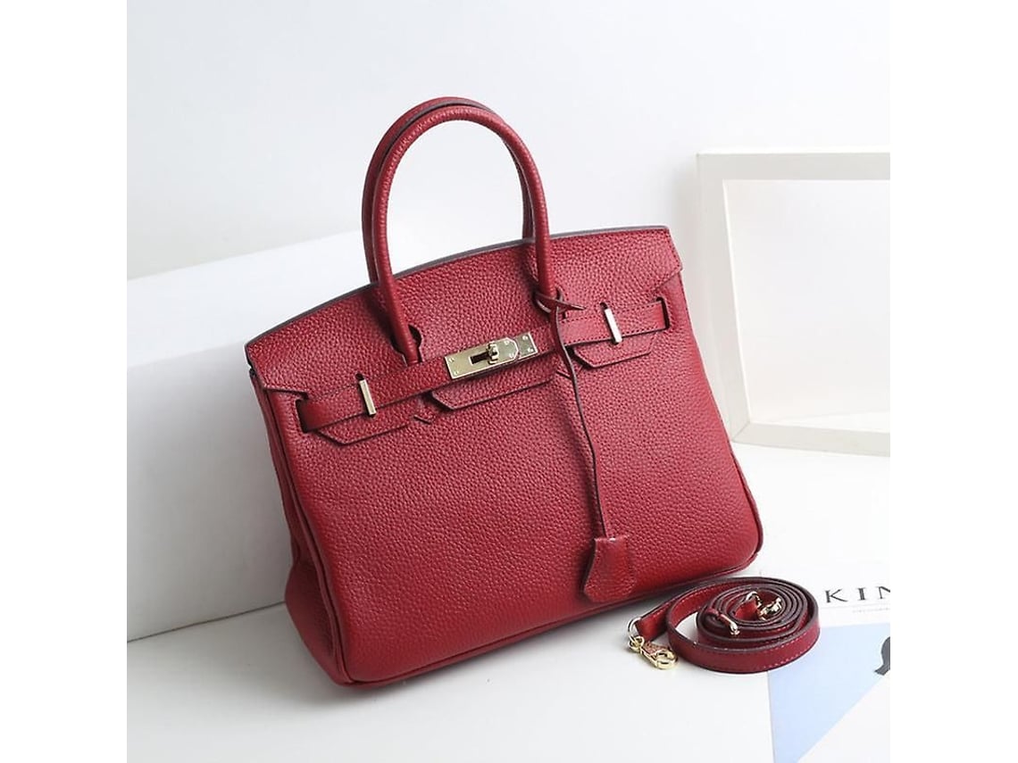 2026 bolso de Couro de Vaca de Primeira Camada para Mulheres, Estilo Birkin, Tote para Uso Diário, Bandolera, Kelly, Tamanho Médio, Padrão Lichia