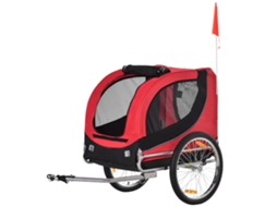 Reboque De Bicicleta De De Estimação Com Bandeira Reflectores 130x73x90cm Vermelho