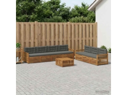 Vidaxl Conjunto De Sofás Para Exterior 8 Unid. Natural E Antracite