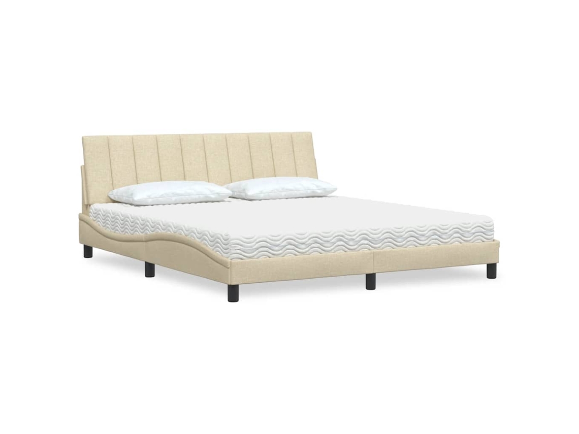 Vidaxl Cama Com Colchão Hanko 180x200 Cm Tecido Cor Creme