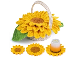 Kit de Crochê AQUAFORGE para iniciantes, porta copos, vaso de flores, girassol