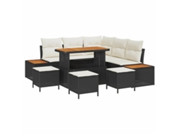 Maison Exclusive - Conjunto De Sofá De Jardim 9 Pcs Preto Rattan Sintético