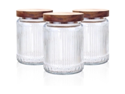 Conjunto 3 Frascos Armazenamento - Frascos Vidro Herméticos - Recipientes Alimentos Cozinha - Vidro - Transparente