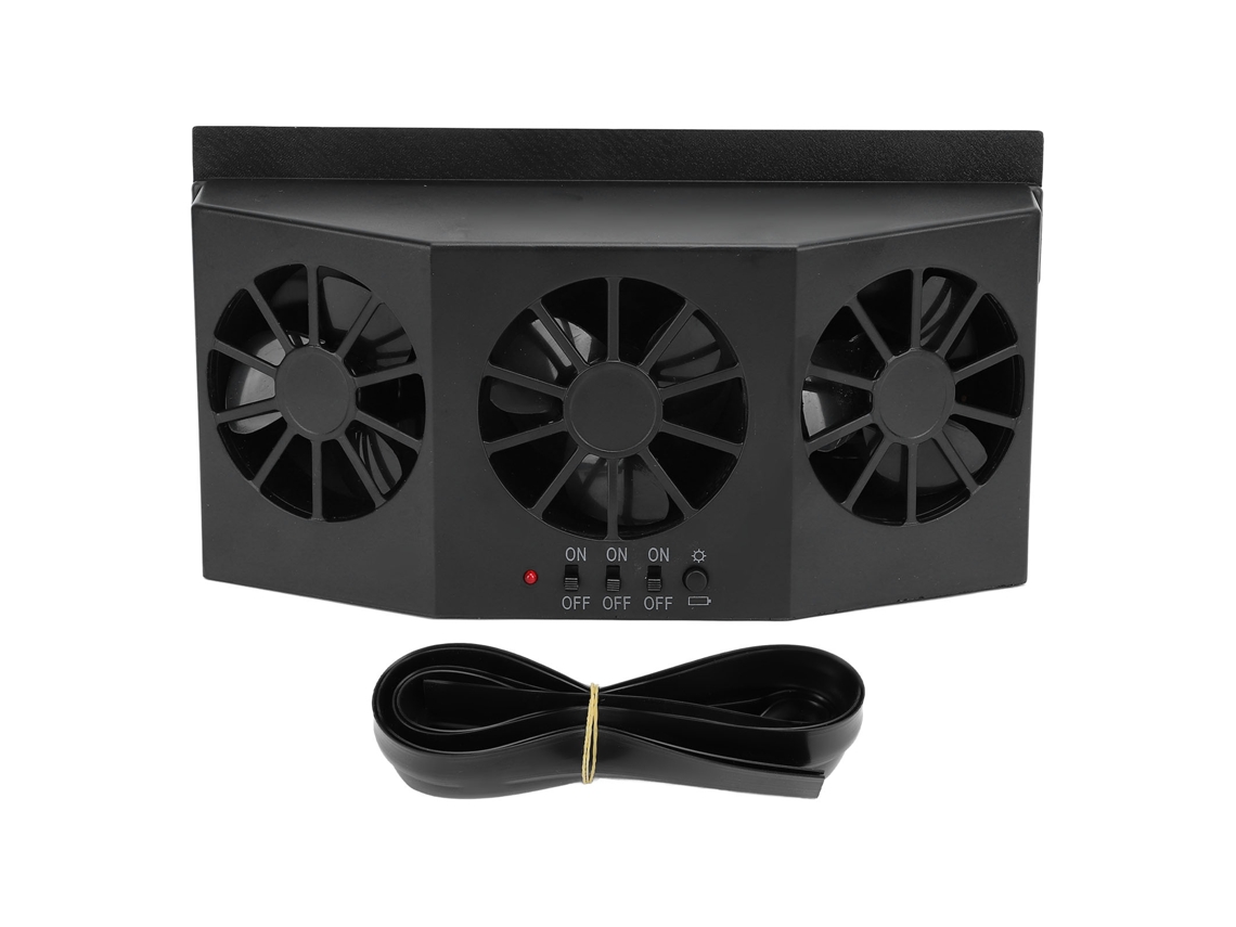 Ventilador Solar Carro 3 Ventiladores Remoção Odores Umidade Preto