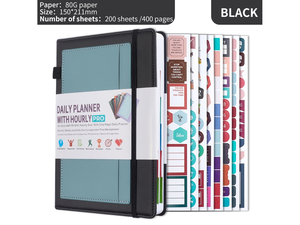 Agenda Multicolorida, Sem Data e com Preenchimento Automático, com 8 Adesivos de Planejamento BRILVIBERA