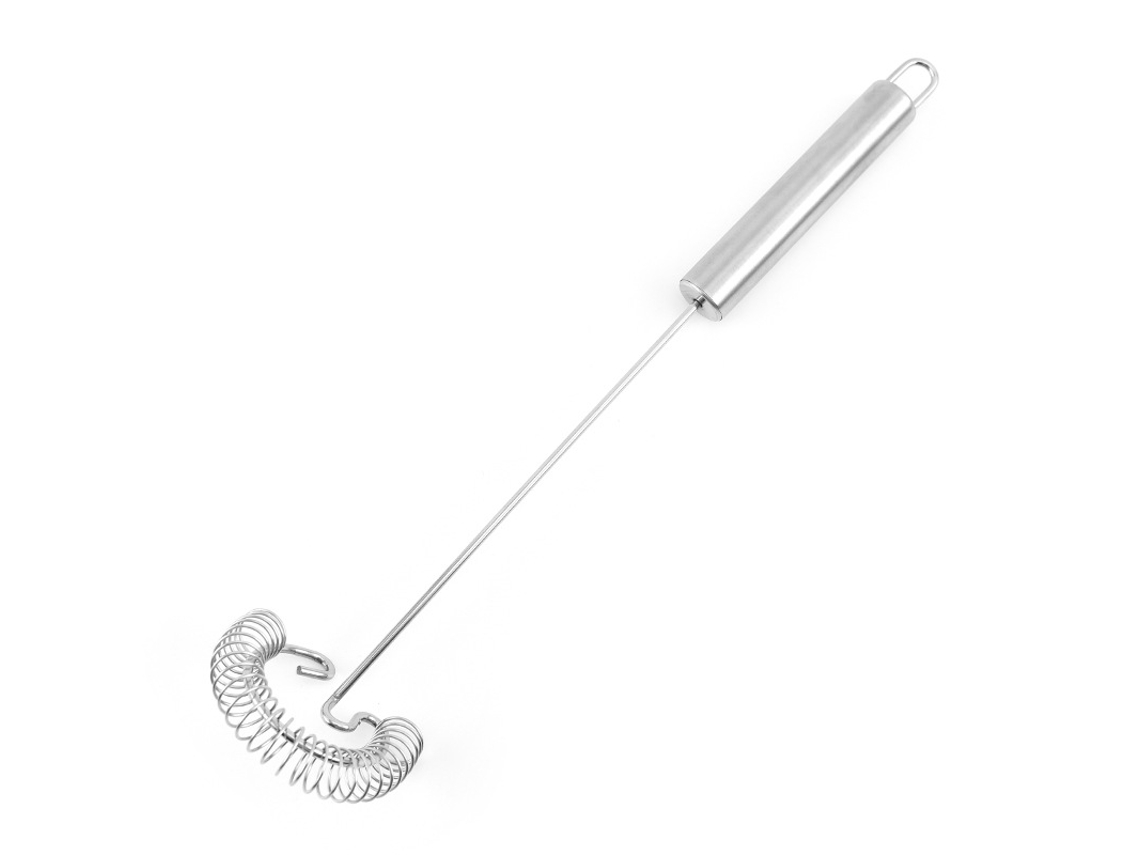 Batedor Espiral Plano, 31, 5 Cm, Utensílio De Cozinha Alta Qualidade, Para Bater Ou Misturar, Com Argola No Cabo, Aço Inoxidável