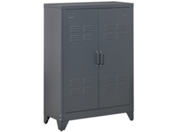 Armário de Metal com Portas Duplas, 2 Prateleiras Ajustáveis, 75x33x110cm, Cinza S/MARCA