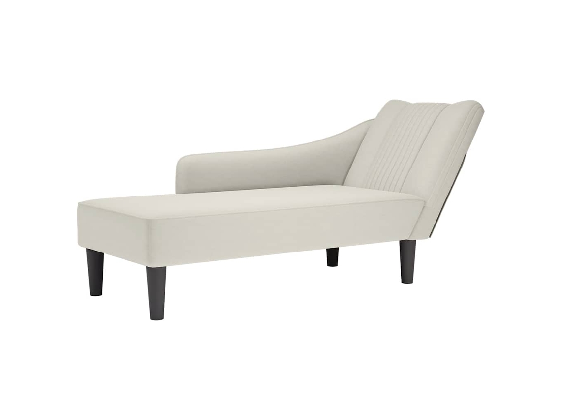 Vidaxl Chaise-longue Com Apoio De Braço Direito Veludo Creme
