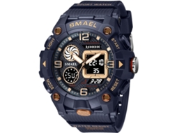 Lurelia Relógio Digital Desportivo, Visor Digital, Led, Cronómetro, Alarme, Data/calendário, 12/24h, Luminoso, Duplo Fuso/mostrador, Dourado