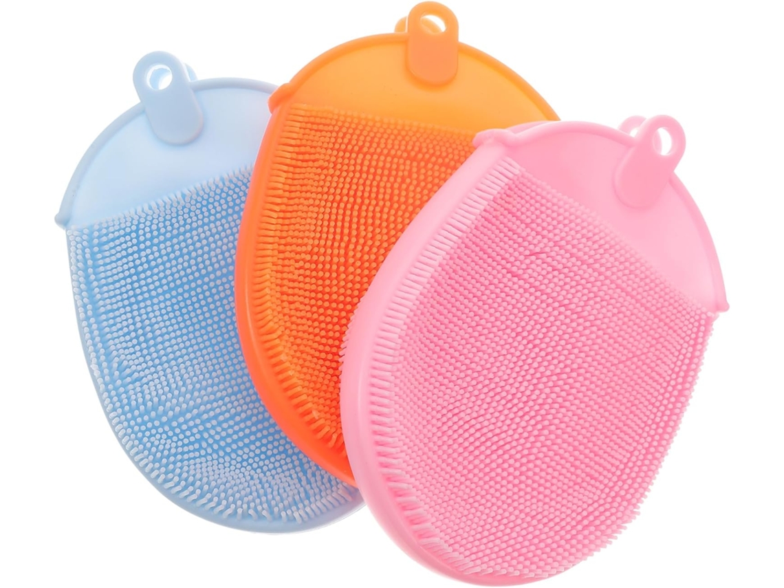 Escovas De Banho Silicone Sherchpry Com Cabos Ergonômicos, Conjunto De 3, Azul, Alívio Do Estresse Para Massagem E