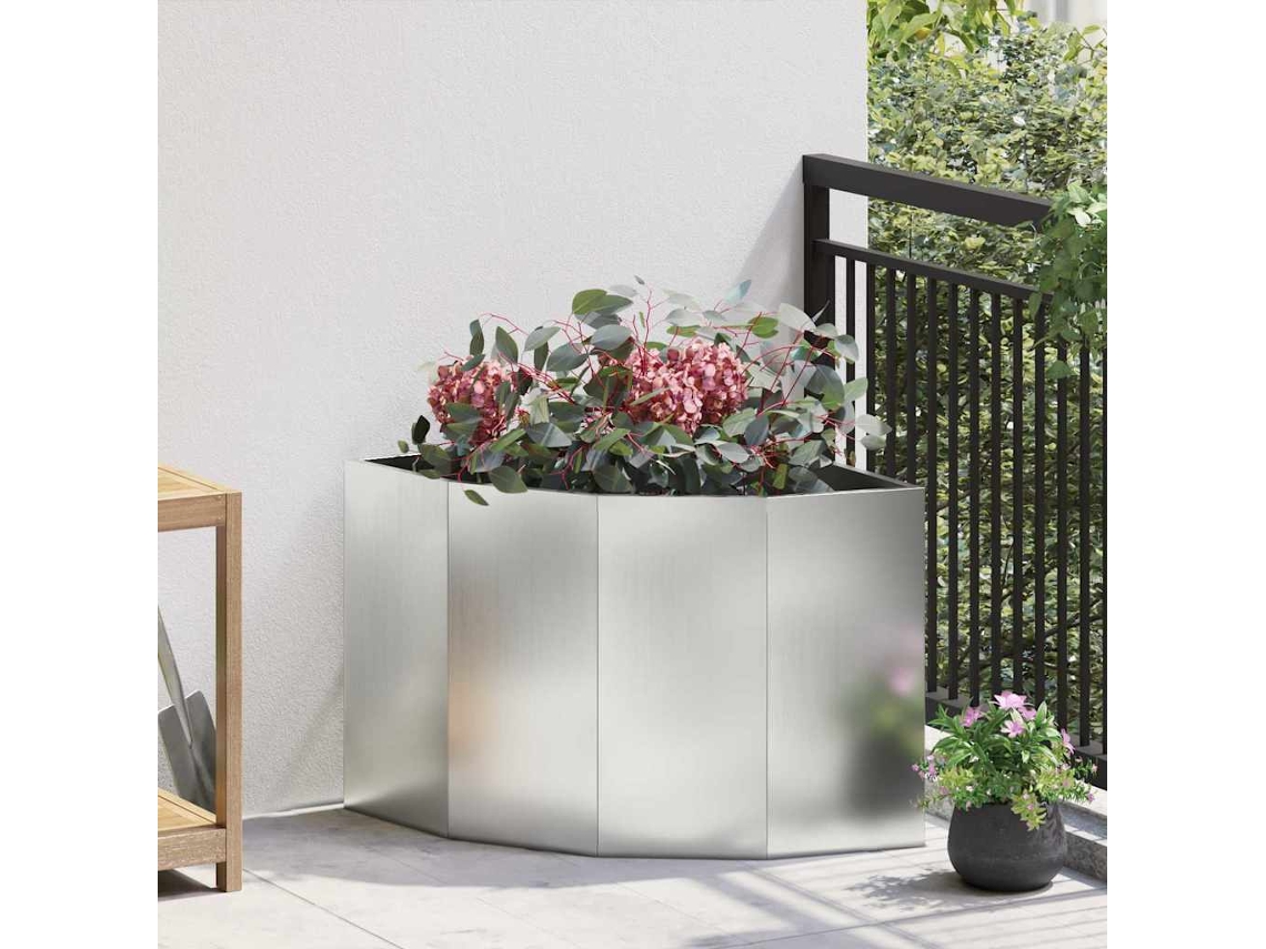 Vidaxl Vaso De Canto Prateado 60 X 60 X 50 Cm Aço Galvanizado