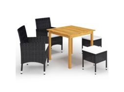 Vidaxl 5 Pcs Conjunto De Jantar Para Jardim Preto
