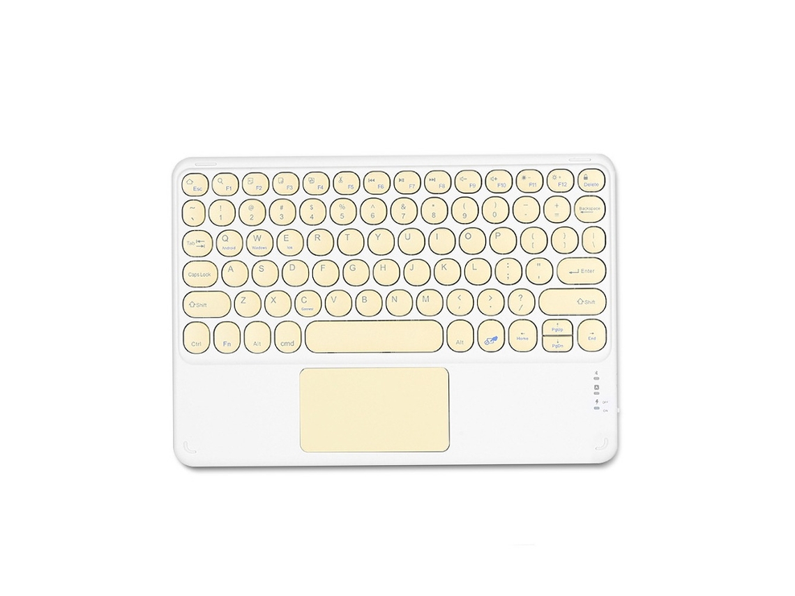 Teclado Bluetooth Com Teclas Redondas E Touchpad - Compatível Com Ipad, Tablets E Smartphones. Amarelo.