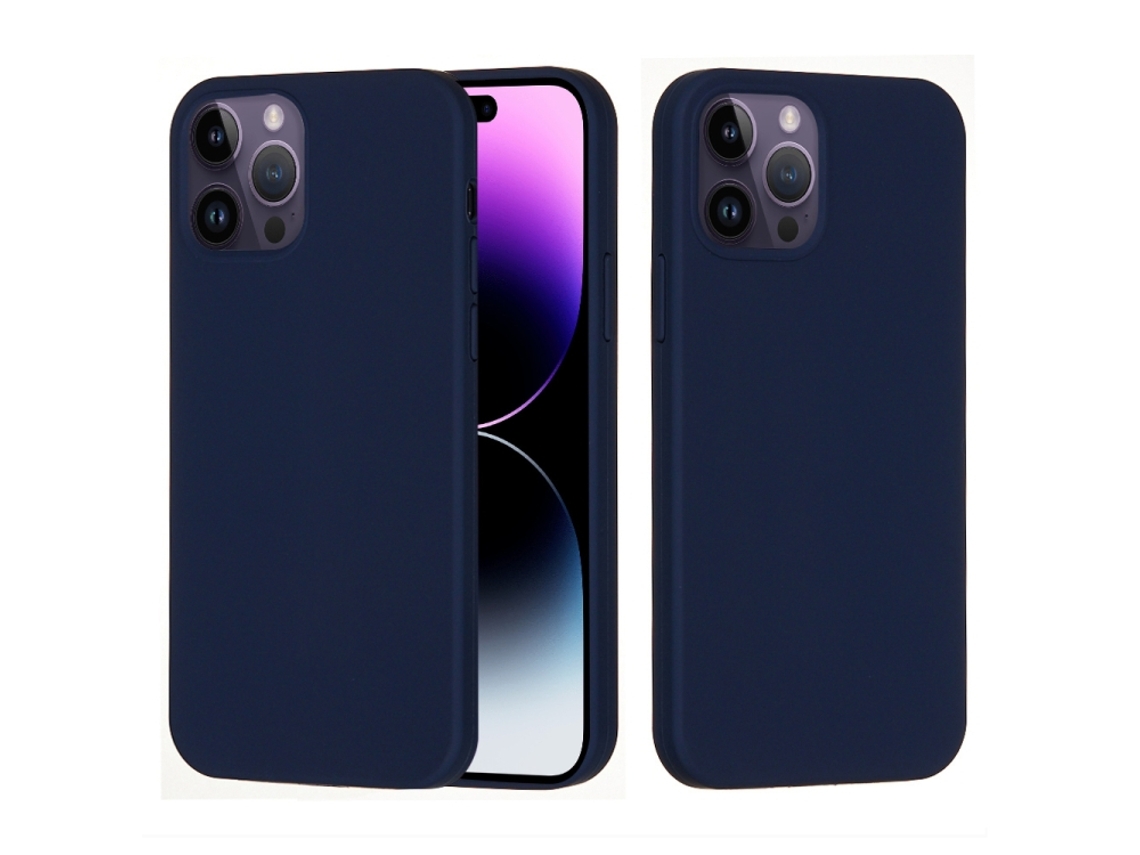 Capa De Silicone Para Iphone 14 Pro - Cor Sólida, Proteção Fina E Antiaderente - Azul Meia-noite
