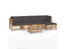 Maison Exclusive - 6 Pcs Conjunto Lounge Jardim Bambu C/ Almofadões Cinza-escuro