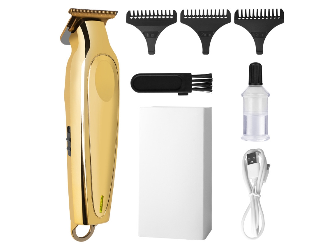 Máquina Cortar Cabelo Elétrica Carving Com Carregamento Usb E Tesoura Dourada