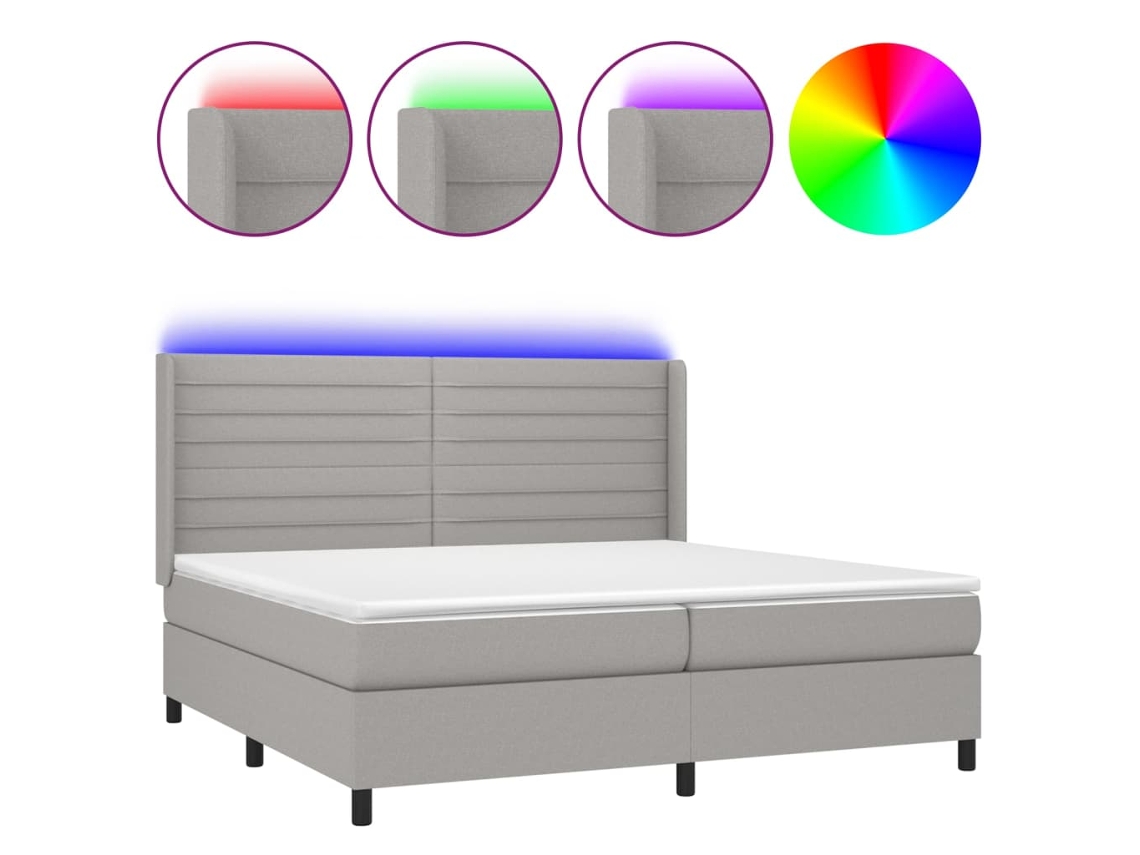 Box Spring Bed, Box Spring Beds Vidaxl Cinzeto Tecido (200 X 200 Cm)
