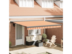 Vidaxl Toldo Retrátil 4,5x3 M Tecido E Alumínio Amarelo E Branco
