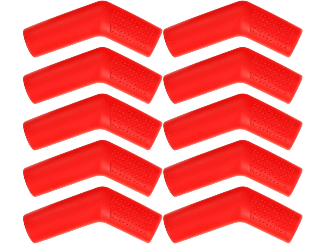 Protetores solares de silicone vermelho, tamanho grande, pacote com 10 unidades.