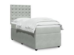 Vidaxl Cama Com Molas/colchão 80x200 Cm Veludo Cinza-claro