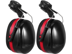 Capacete De Proteção Auditiva Para Construção, Preto E Vermelho, Para Uso Externo, Com Cancelamento De Ruído.