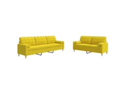Maison Exclusive - 2 Pcs Conjunto De Sofás Com Almofadas Tecido Amarelo-claro