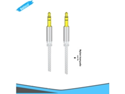 Cabo De Áudio Trançado De Nylon Beisk, Jack Duplo 3,5 Mm, Ideal Para Mp3, Mp4, Smartphones E Outros Dispositivos, Branco 1 Peça
