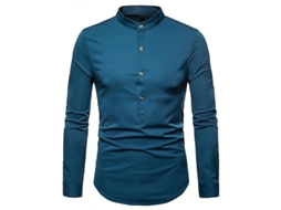 Camisa Fasst para Homem Slim Fit com Manga Longa e Gola Mandarim em Algodão, Estilo Versátil