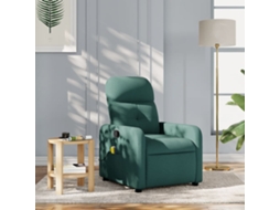 Vidaxl Poltrona De Massagens Reclinável Tecido Verde-escuro