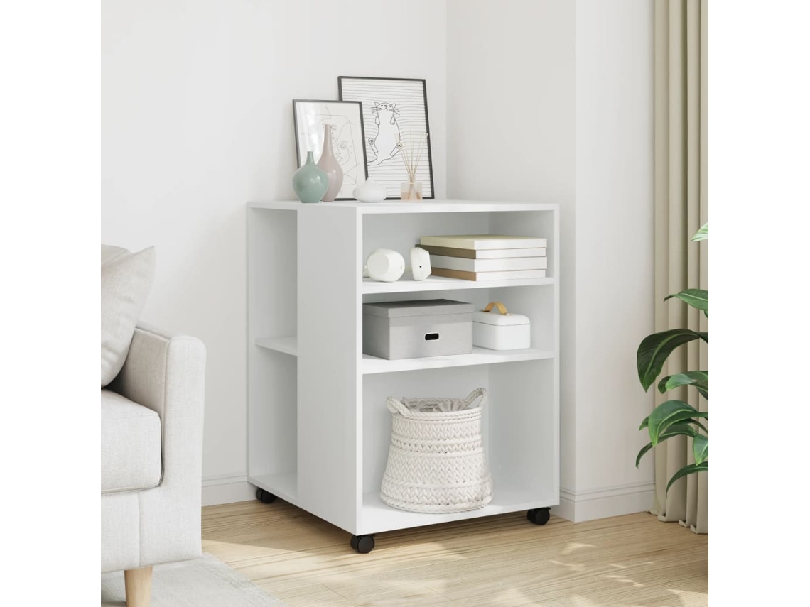 Vidaxl Mesa De Apoio C/ Rodas 55x60x78 Cm Derivados De Madeira Branco