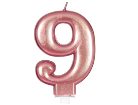 Vela GUIRCA Metálica Dourada E Rosa Número 9, 8 Cm
