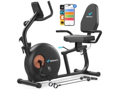 Bicicleta De Reabilitação Merach, Dobrável, 8 Níveis De Resistência Magnética, Tela Lcd, Elásticos, Sensor Cardíaco