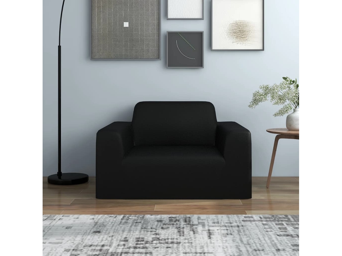Vidaxl Capa Para Sofá Elástica Jersey De Poliéster Preto