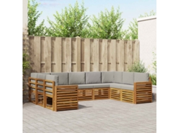 Vidaxl Conjunto De Sofás Para Exterior 9 Unid. Cinza Natural E Claro