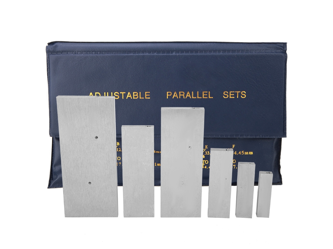 Conjunto De 6 Blocos Paralelos Ajustáveis De Aço, Intervalo De Ajuste De 3/8 A 2-1/4 Polegadas Para Medidas Precisas