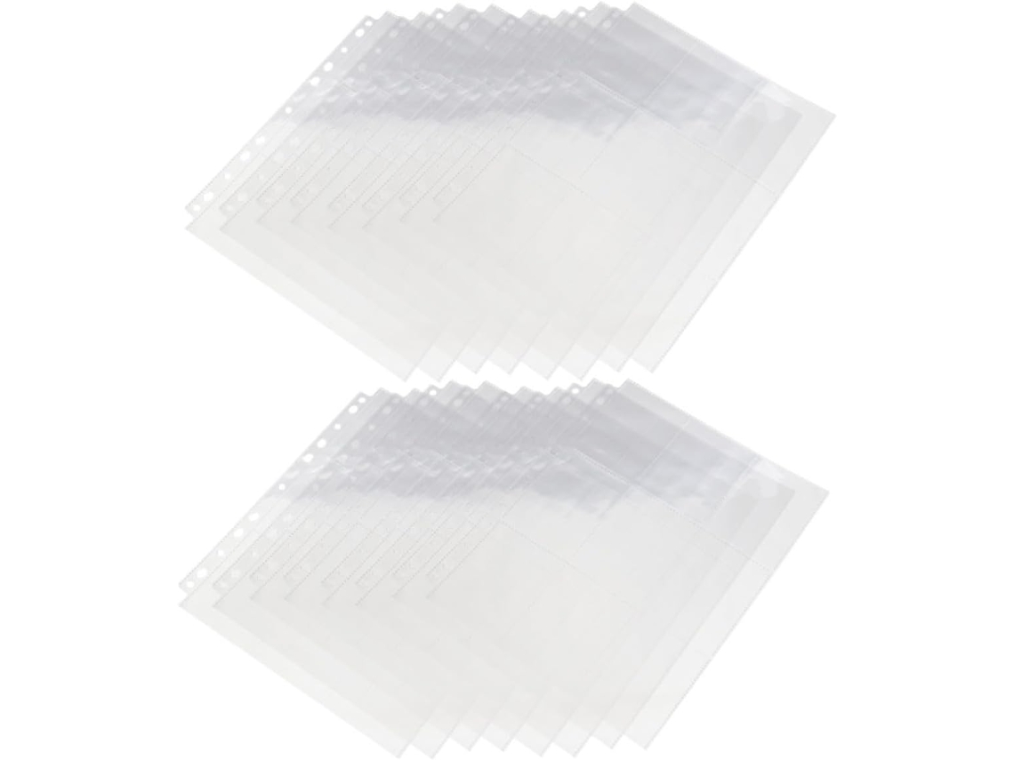 Healeved Pochettes Transparentes Pages Pour Rangement Cartes À Collectionner For Album Photo 50 E Plastique