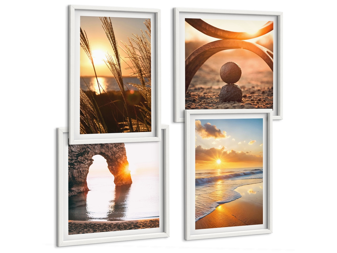 Quadros Decorativos Para Parede Símbolos Americanos, Bandeira Dos Eua Moldura Branca Pinturas De Quarto Espelharte (conjunto De 4 Imagens)