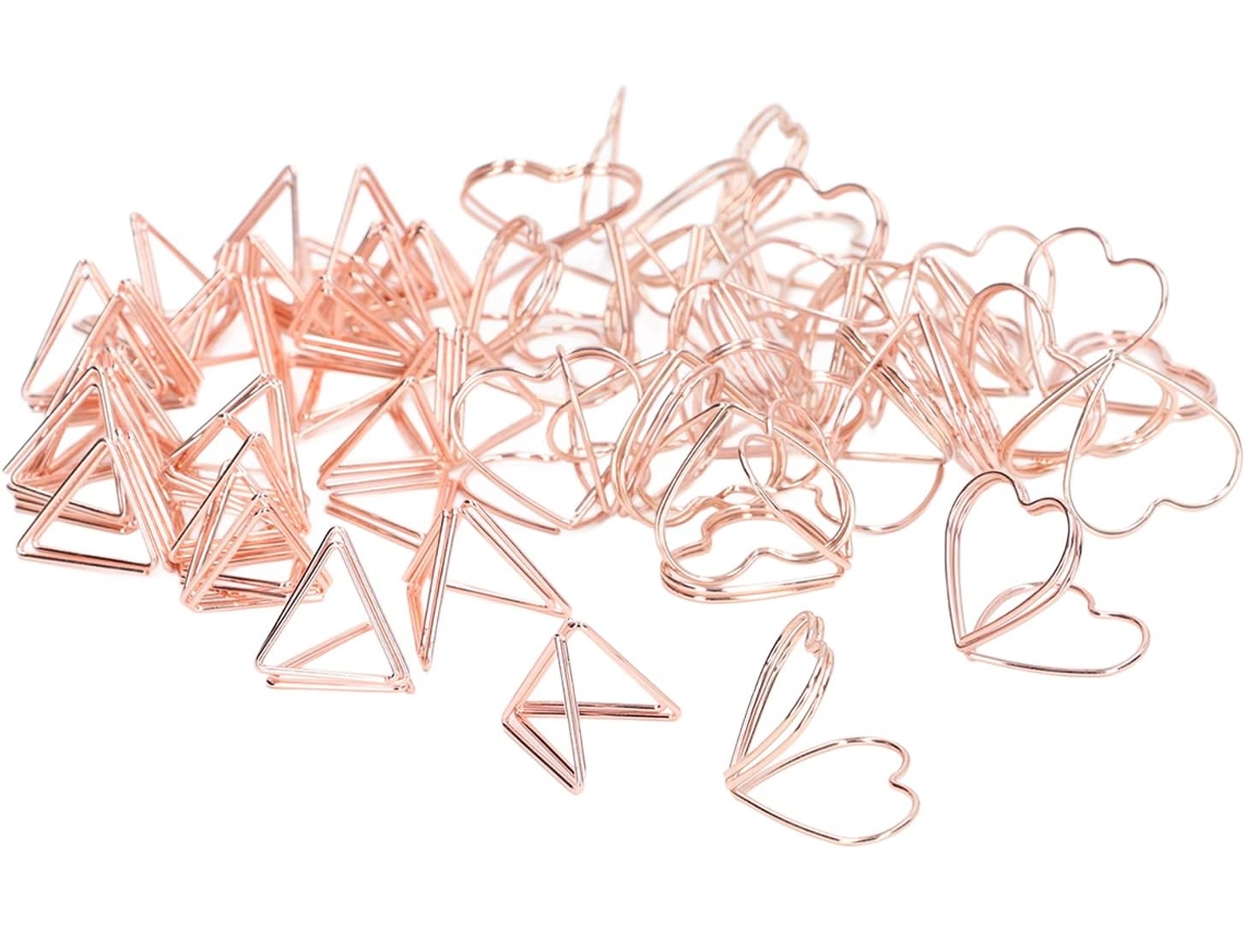 Clips De Papel Em Formato Coração, Conjunto Com 100 Unidades, Leves E Duráveis, Com Design Triangular Para Uso Doméstico