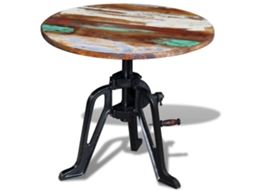Vidaxl Mesa Apoio 60x(42-63)cm Madeira Reciclada Sólida Ferro Fundido